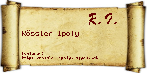 Rössler Ipoly névjegykártya